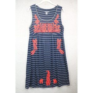 Chelsea & Theodore Sleeveless Embroidered Empire Waist Midi Dress-Size Medium